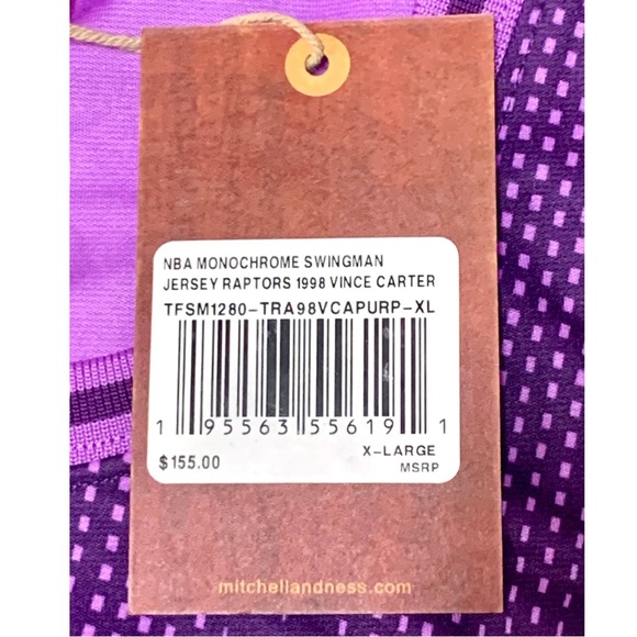 NWT NBA MITCHELL & NESS MONOCHROME SWINGMAN JERSEY RAPTORS 1998 VINCE CARTER XL - Picture 10 of 11